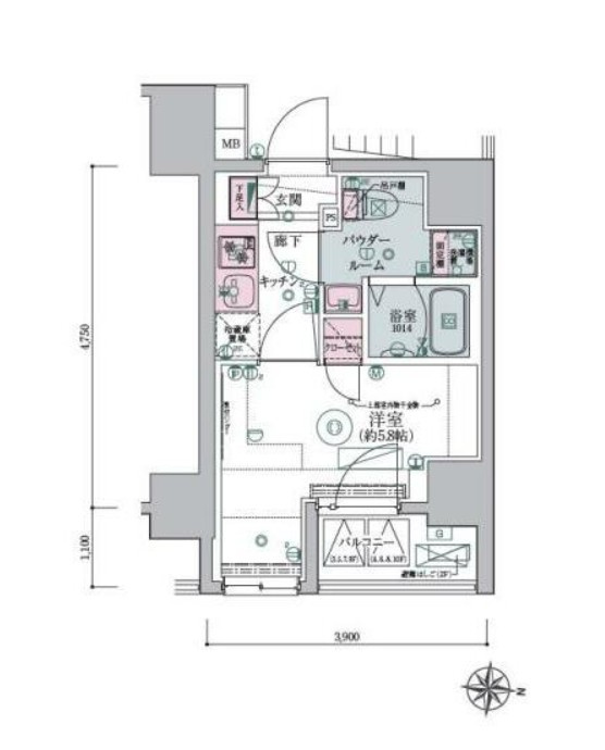 葛飾区小菅２丁目の賃貸マンションの間取り