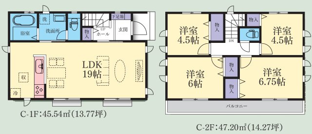 相模原市南区新戸2167番　新築全3棟の間取り|C号棟間取り図