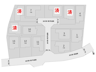 【区画図】 | 中央区田名  2号棟 第36 | 2号棟　角地　南西側約5.0ｍ公道・北西側約4.5m公道　駐車並列2台（車種によります）