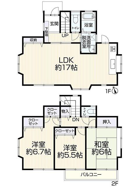 茅ヶ崎市今宿　中古戸建の間取り