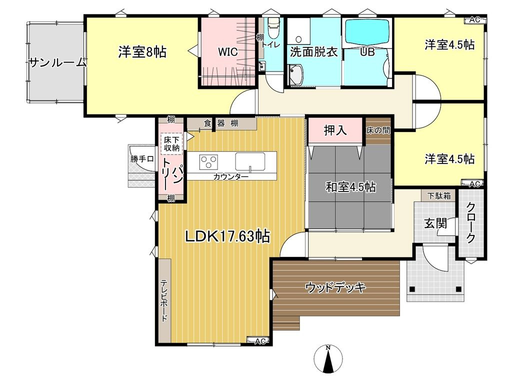 都城市蓑原町の中古一戸建の間取り