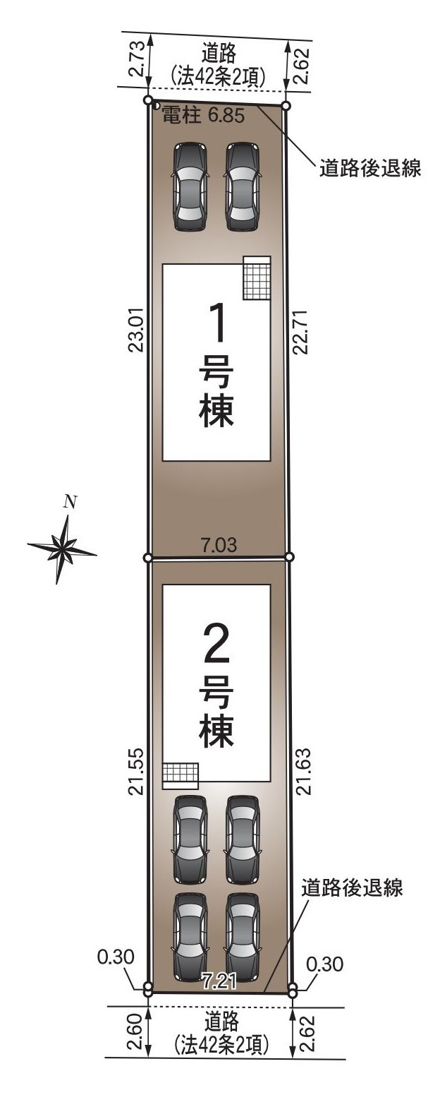 武豊町梨子ノ木5丁目76番、77番の各一部『仲介手数料無料』新築一戸建て・建売の区画図