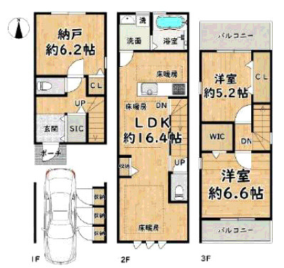 尼崎市瓦宮　新築戸建の間取り