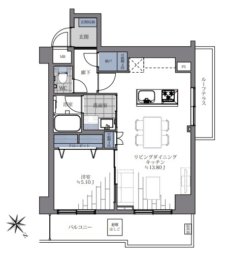 朝日動坂マンションの間取り|朝日動坂マンション：北東向き角部屋！バス・トイレ別１ＬＤＫリノベーション物件は収納豊富なお部屋です！