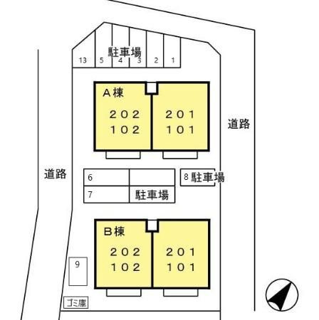 セジュール武蔵ヶ丘　B棟の区画図