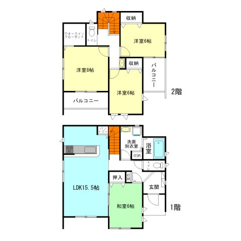 【間取り】 | いろどりアイタウン前橋市朝日が丘町26-P1ー① | 全居室6帖以上+暖かな南向き間取り！