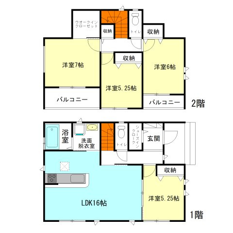 【間取り】 | ハートフルタウン前橋市大利根町1丁目13ーA | 全居室南向き＋モダンな洋室仕様！