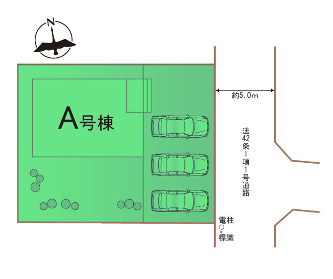 【区画図】 | ハートフルタウン前橋市大利根町1丁目13ーA | カースペースは並列3台駐車可能！