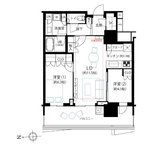 【間取り】 | HARUMI FLAG SUN VILLAGE T棟