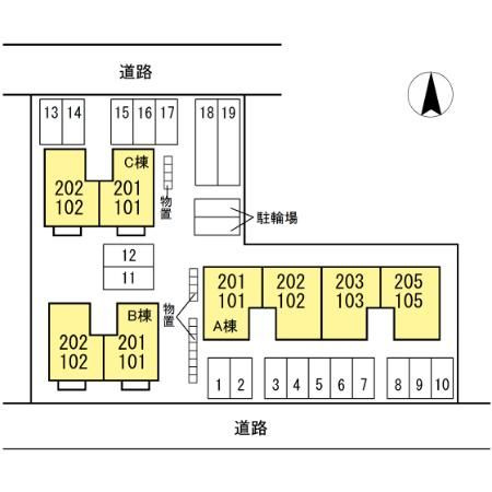 サンハイツ小中島　Ａの区画図