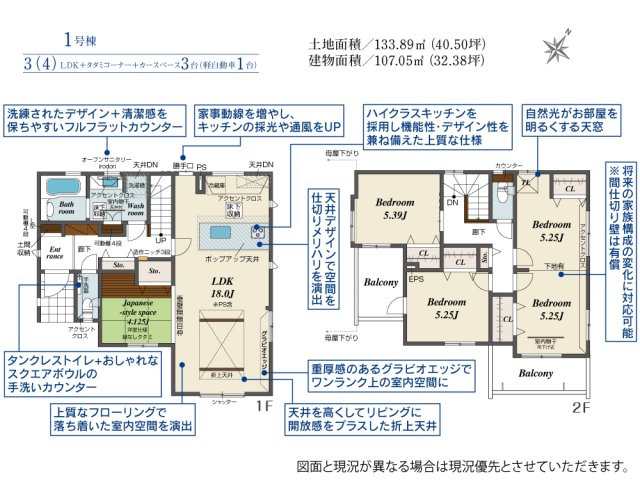 ブルーミングガーデン宇都宮陽東3丁目2棟1期1号棟の間取り