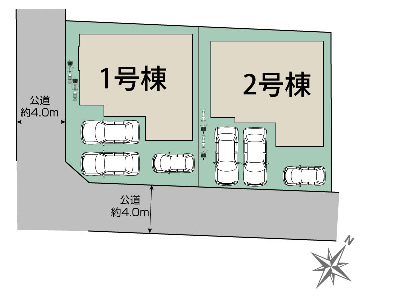 ブルーミングガーデン宇都宮陽東3丁目2棟1期1号棟の区画図