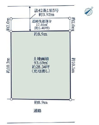 世田谷区八幡山　建築条件なし売地の土地図
