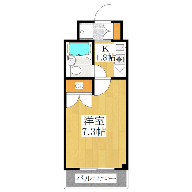 Ｆｉｏｒｅ　西尾久Ⅱの間取り|居室広々７．３帖の１Kタイプ☆