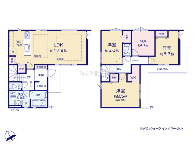 《仲介手数料無料》小金井市前原町１丁目11-17新築一戸建て‎KEIAI Graceの間取り