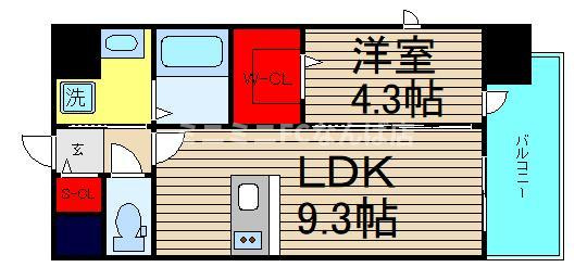 レジュールアッシュNAMBAの間取り|現状有姿