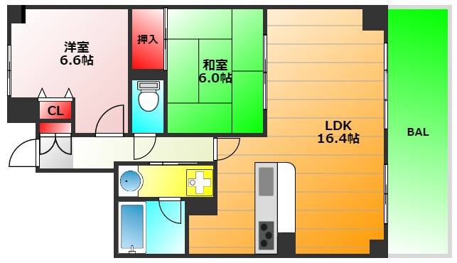 大阪市西区江戸堀３丁目の賃貸マンションの間取り|現状有姿