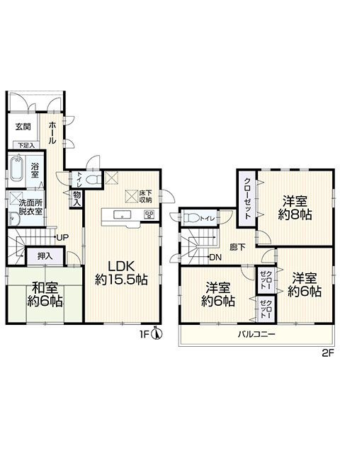 リフォーム　中古戸建　一宮市せんい1丁目　平成17年築の間取り
