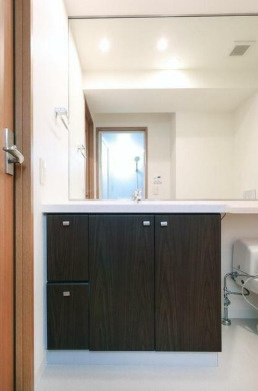 レジデンスシャルマン月島の独立洗面台|独立洗面台、朝の身支度には欠かせません