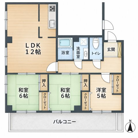 【間取り】 | ブルンネン宮前平　宮前平駅約19分/広々南向きバルコニー
