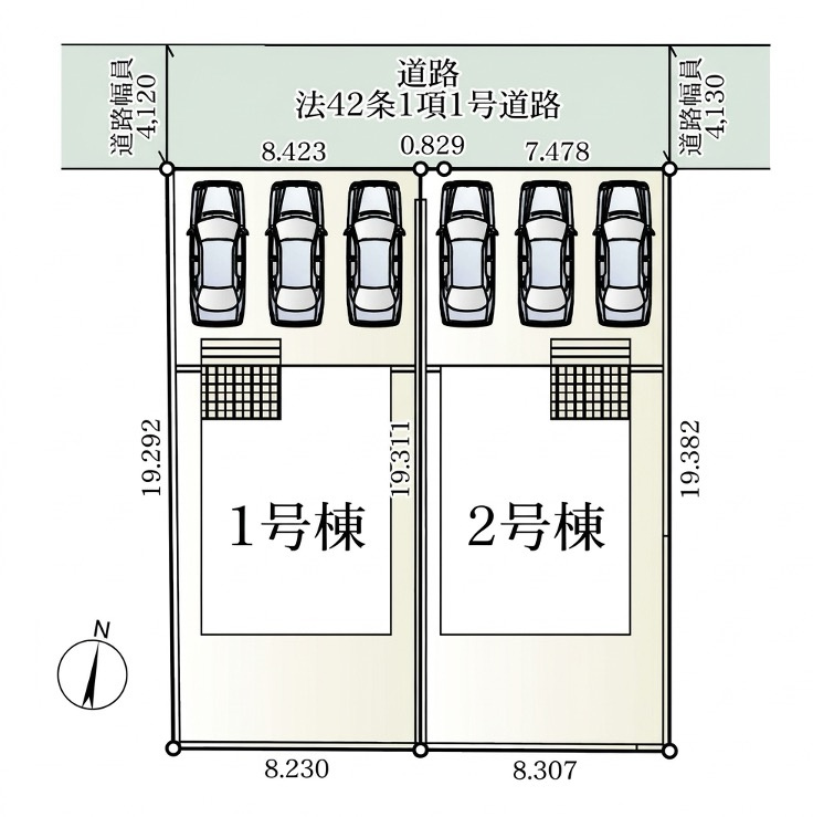 [新築住宅] 深谷市武蔵野 第3 全2棟の区画図