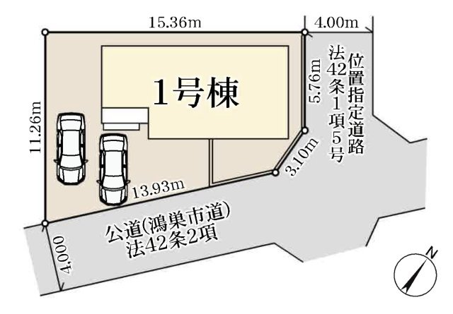 [新築住宅] 鴻巣市松原3丁目 全1棟の区画図