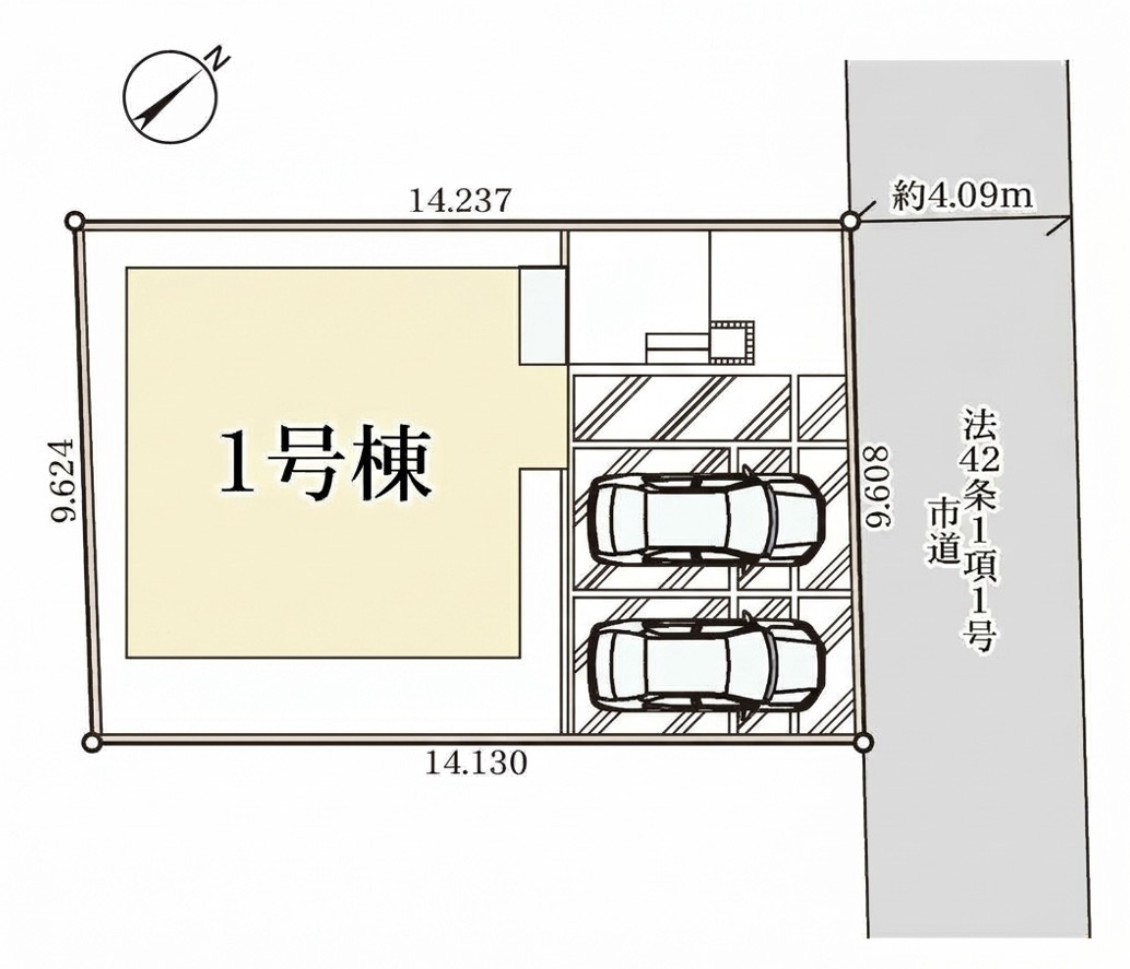 [新築住宅] 北本市中丸 全1棟の区画図