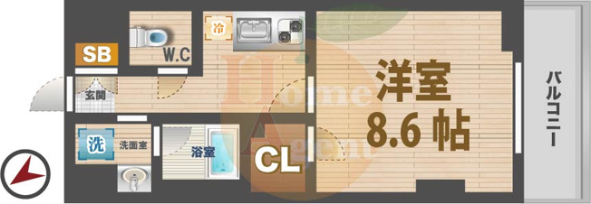 【間取り】 | ガリシア新宿ＷＥＳＴ | 1Kのお部屋。