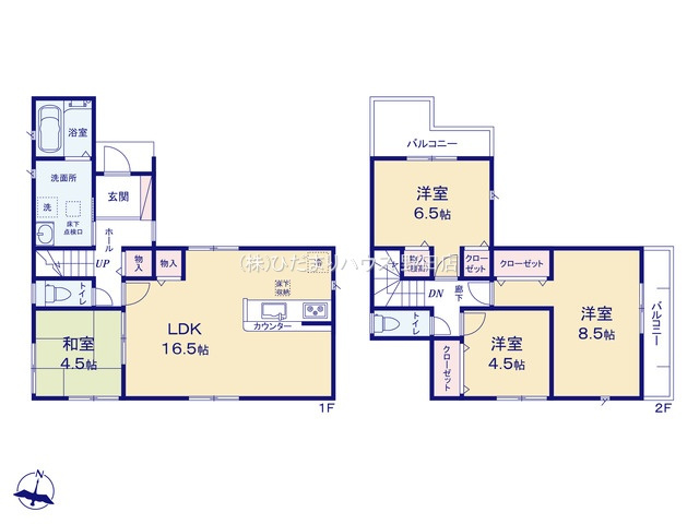 野田市第4中野台　新築戸建　1号棟の間取り|4LDK+駐車場スペース2台分（車種により異なる場合がございます。）