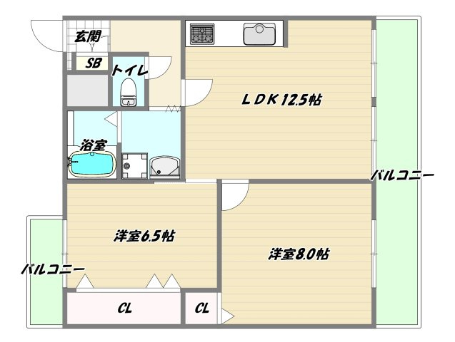 大阪市淀川区西宮原１丁目の賃貸マンションの間取り