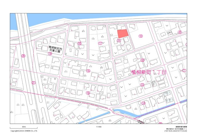 植柳新町1丁目　土地の地図