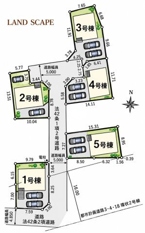 青梅市師岡町2丁目　新築戸建全5棟の区画図