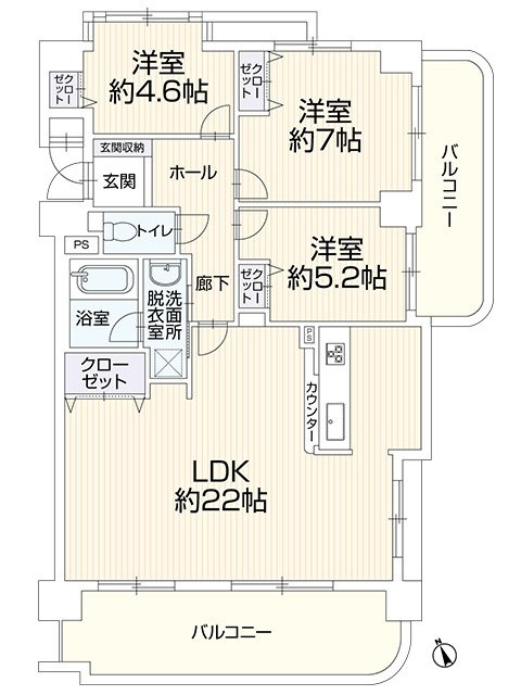 リフォーム　中古マンション　ビューパレス大浜　平成7年築の間取り