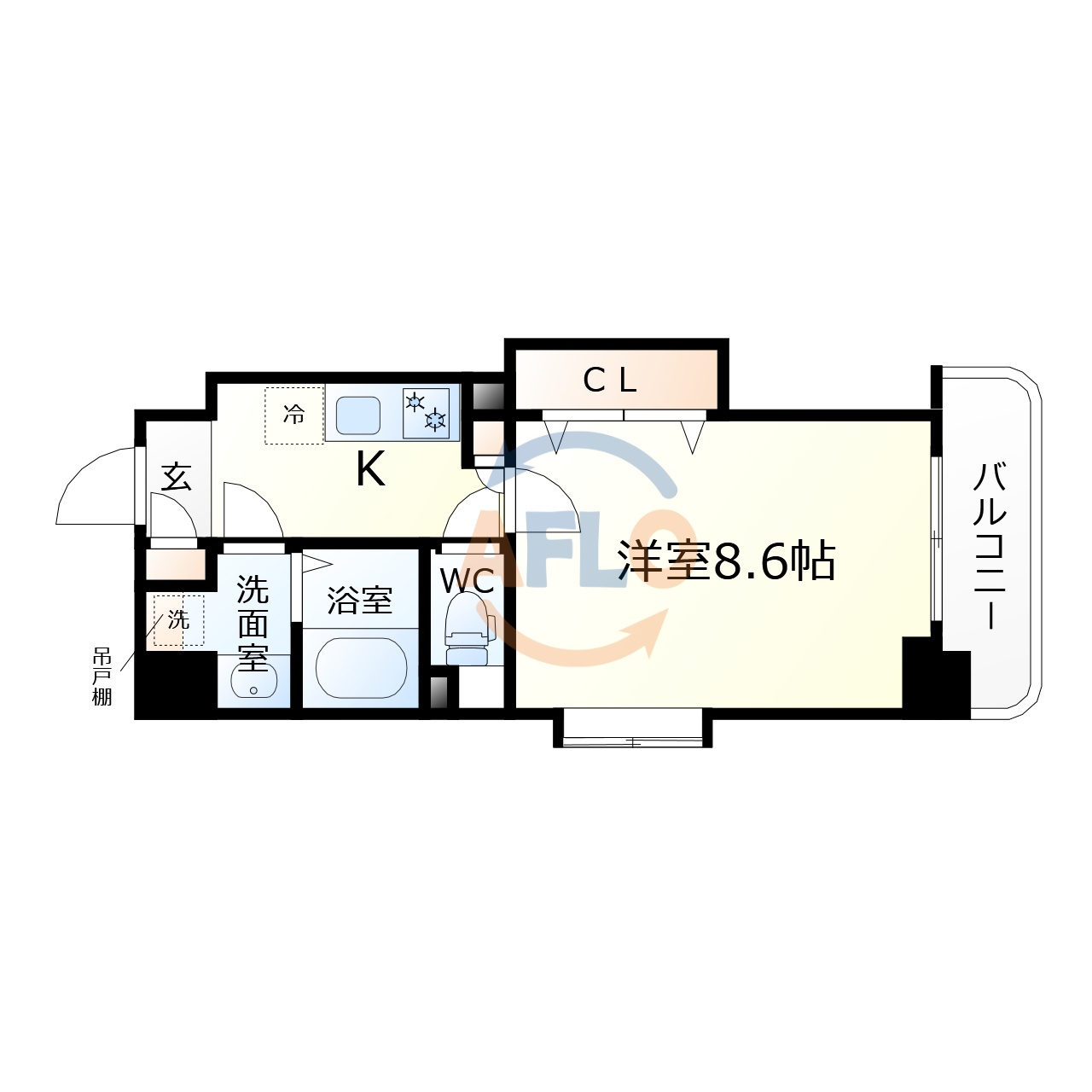 ラムール谷町の間取り|ラムール谷町　広々とした間取り