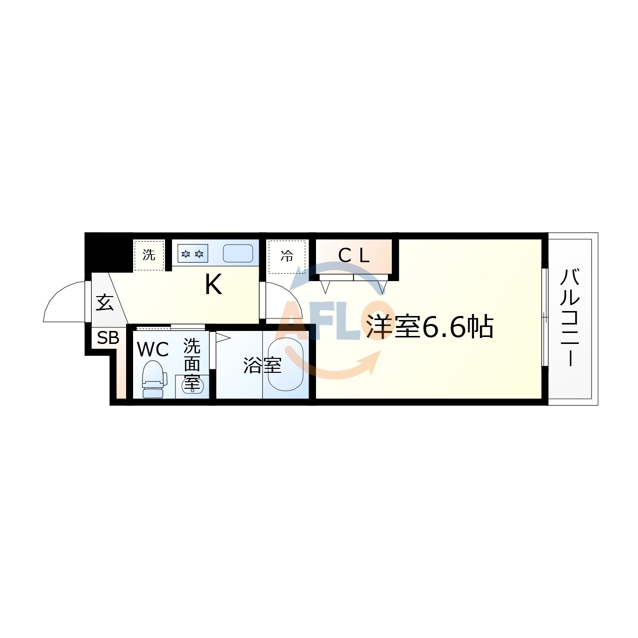 アーデンタワー本町イーストの間取り|アーデンタワー本町イースト　間取り　柱が無くすっきりした間取