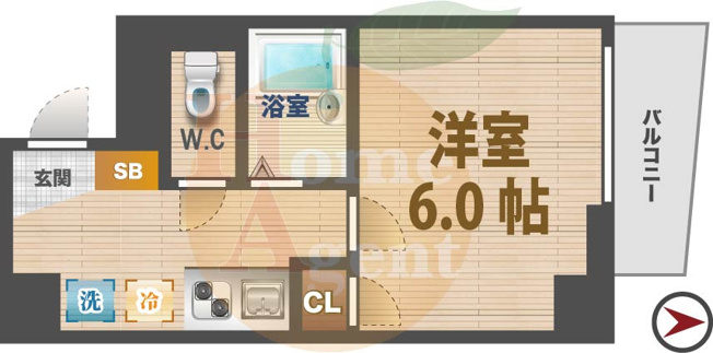 【間取り】 | 一真舎 | 1Kのお部屋です。