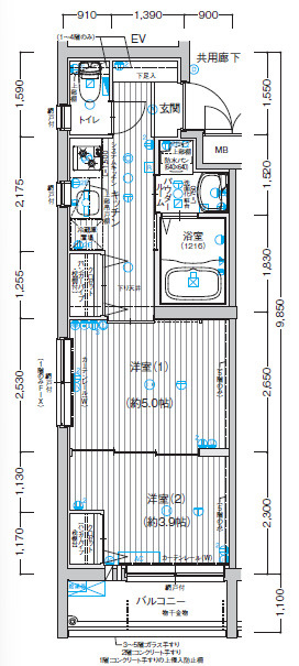 MJC京都梅小路の間取り|反転タイプ