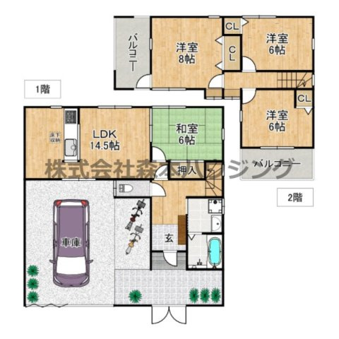 【間取り】 | 　門真市堂山町5戸建貸家