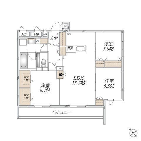 【間取り】 | GRAND　OAK　空 | 15帖超のLDKをはじめ、ゆったりとしたお部屋です