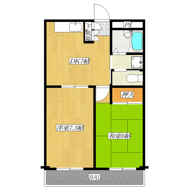 ＩＧマンションの間取り|人気の振分けタイプの2ＤＫです