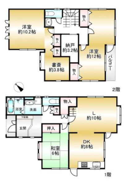 加古川市東神吉町砂部　中古戸建の間取り|3LDK＋書斎＋納戸です。