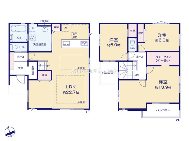 八王子市　兵衛　新築一戸建て　２期の間取り|～南向き3LDK　開放感のあるワンフロアリビングの間取り　4LDKにも間仕切りが可能です～
