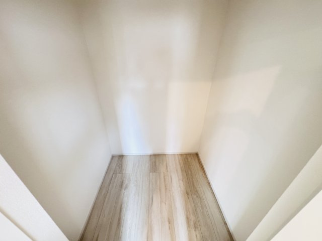 柏市光ケ丘２丁目新築戸建【酒井根東小学校：9分】の収納|1F5.8帖洋室スペース・ウォークインクローゼット