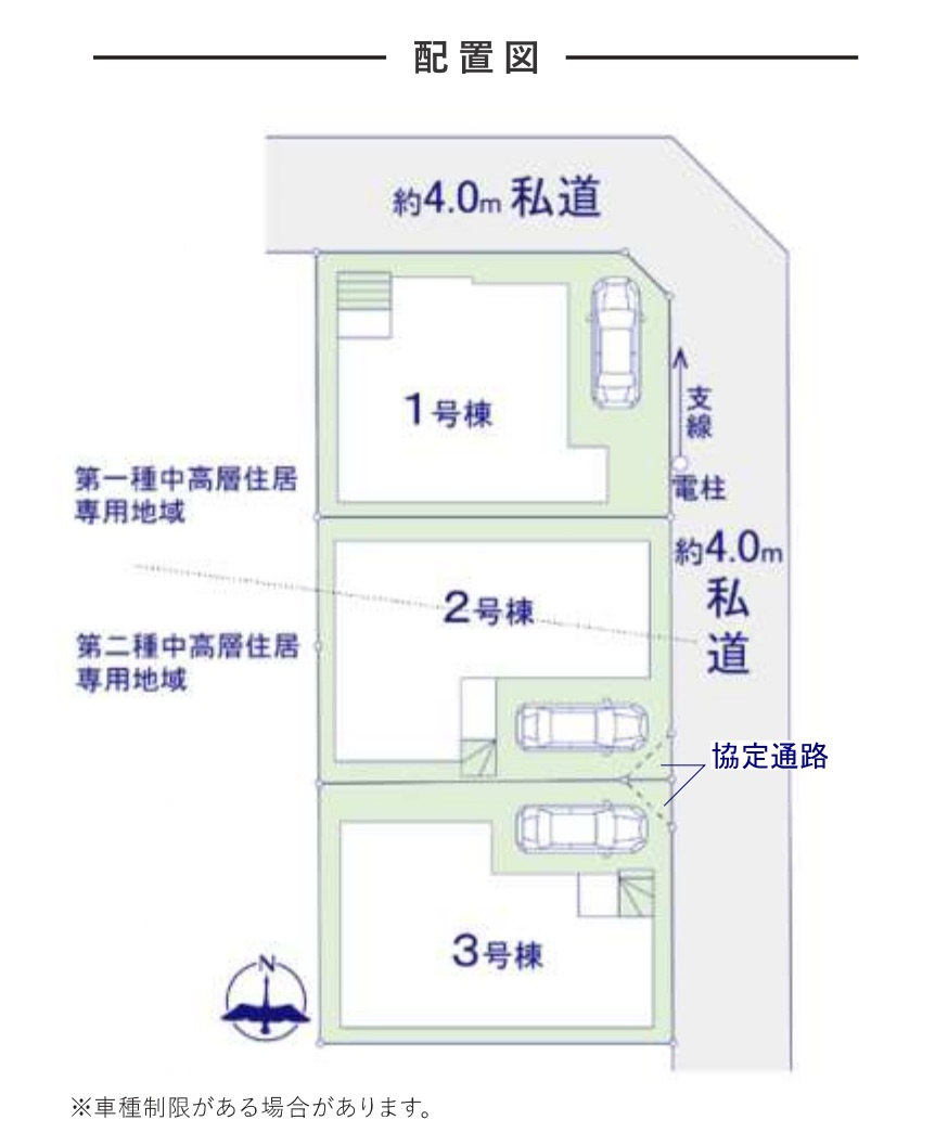 柏市光ケ丘２丁目新築戸建【酒井根東小学校：9分】の区画図|区画配置図