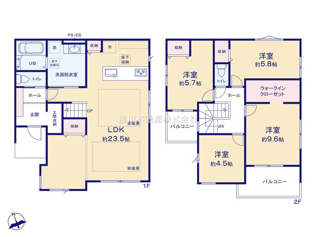 八王子市　兵衛　新築一戸建て　２期の間取り|～南向き4LDK　開放感のあるワンフロアリビングの間取り　5LDKにも間仕切りが可能です～