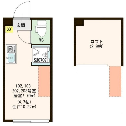杉並区下高井戸１丁目のアパートの間取り