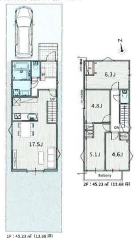 世田谷区北烏山　建築条件なし売地2号地の参考プラン