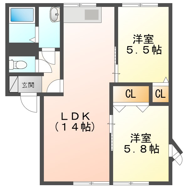 サンディスク米山 　Ａの間取り