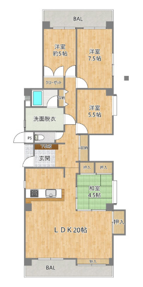 グランシャトレ繁多川の間取り
