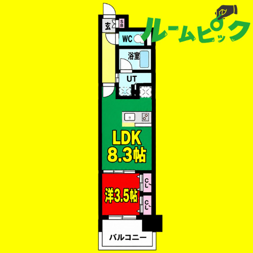プレサンス ロジェ 名古屋駅NORTH FRONT　名古屋市賃貸　仲介手数料無料の間取り